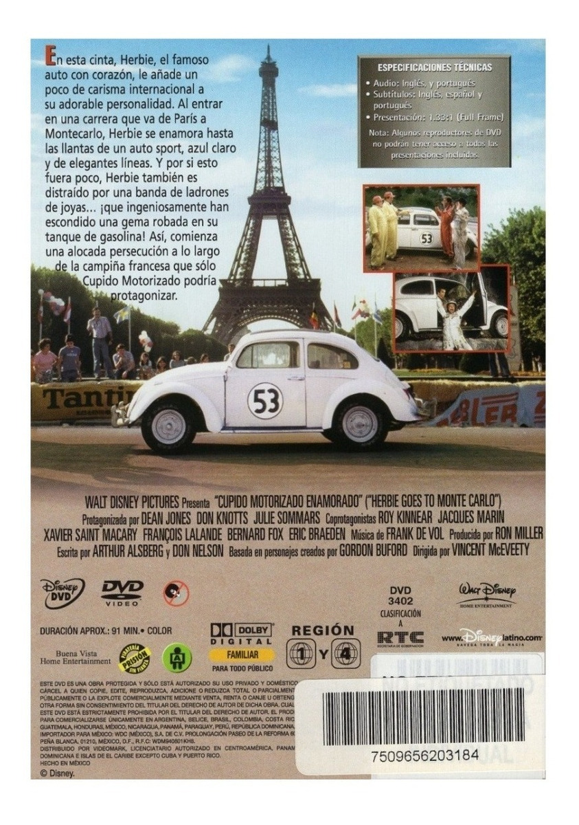 Cupido Motorizado Enamorado Goes Monte Carlo Disney Dvd.