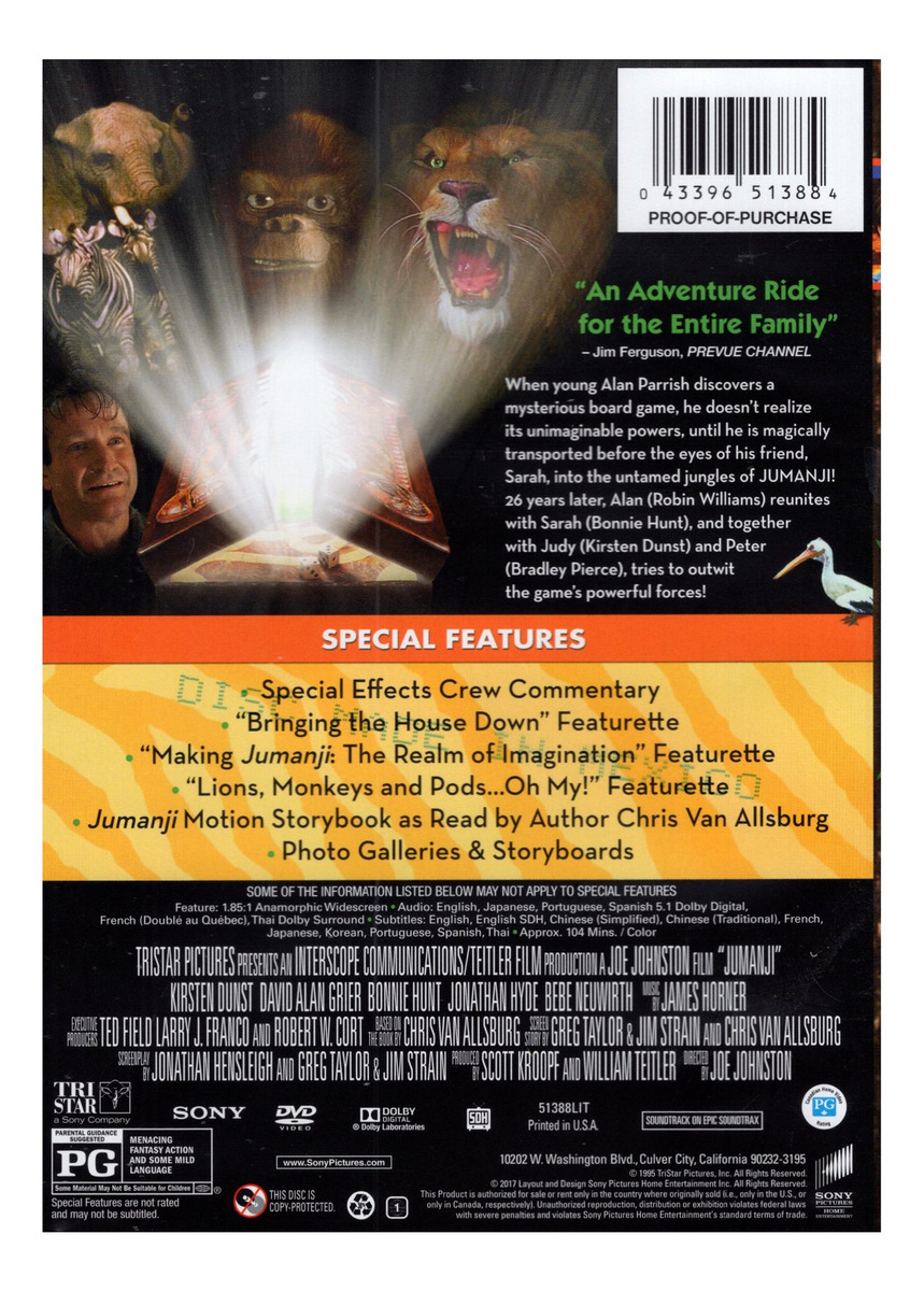 Jumanji Robin Williams 1995 Pelicula Dvd
