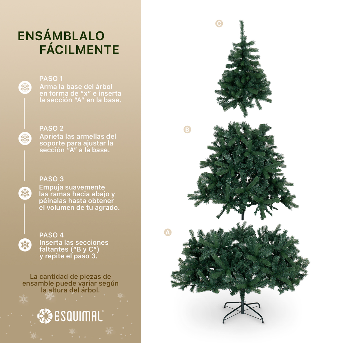 Árbol de Navidad Luces Led Pino 1.8m 850 Ramas - Verde oscuro para ESQUIMAL