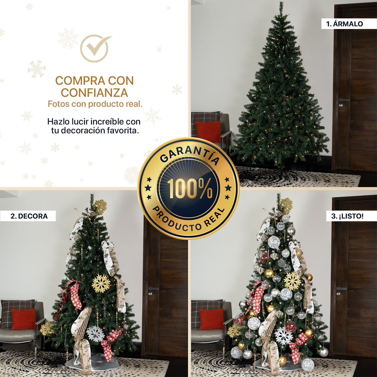 Árbol de Navidad Luces Led Pino 1.8m 850 Ramas - Verde oscuro para ESQUIMAL