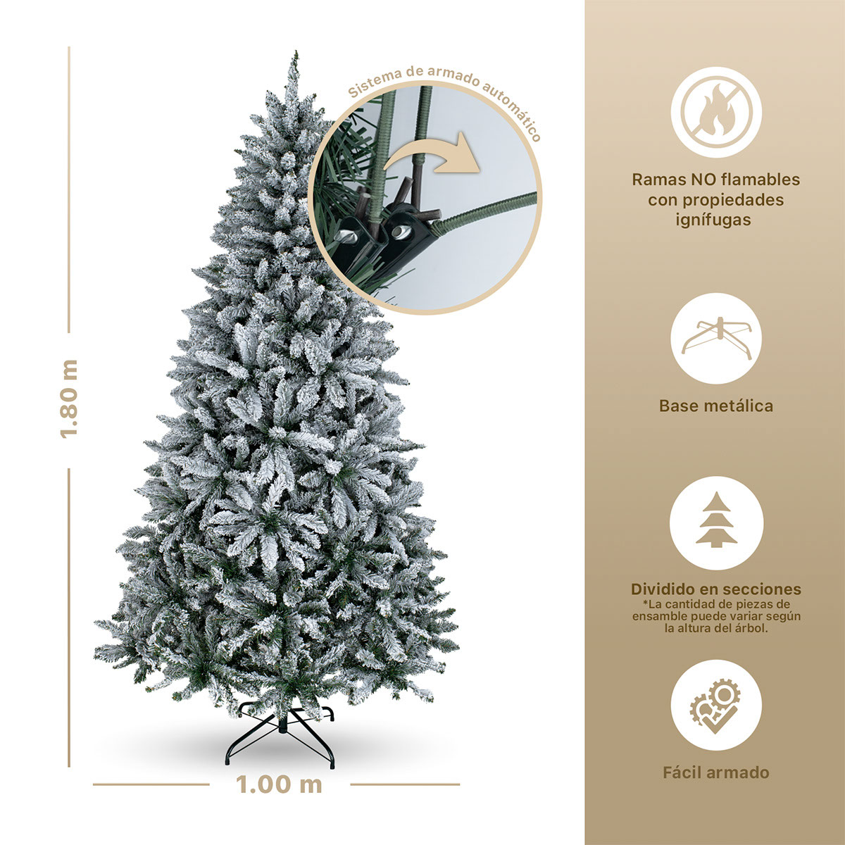 Árbol de Navidad Nevado Pino Navideño 1.8m - Verde para ESQUIMAL.