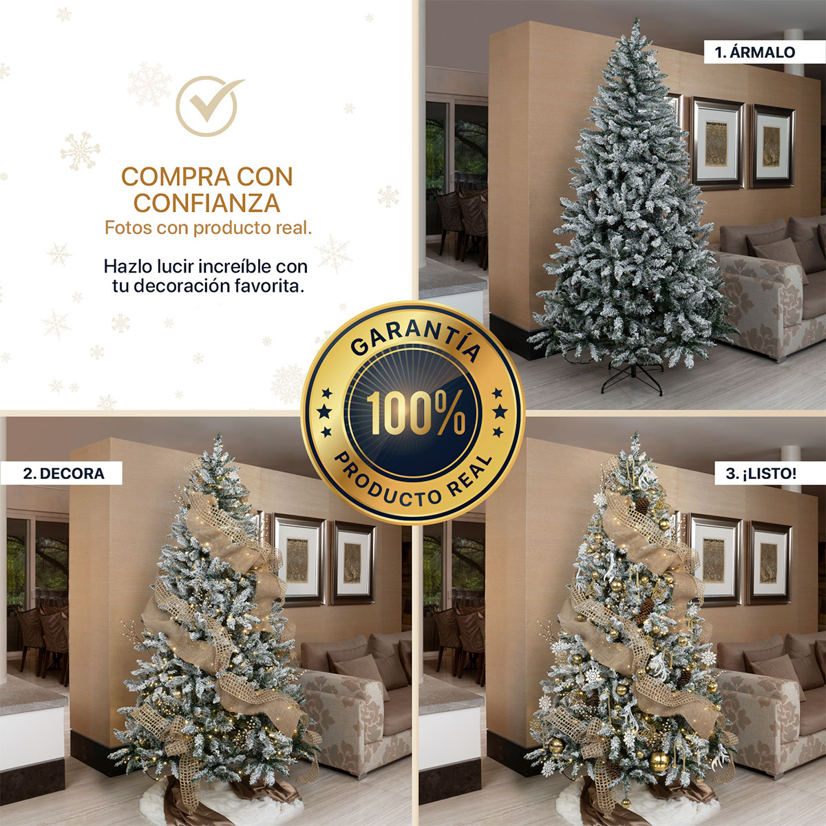 Árbol de Navidad Nevado Pino Navideño 1.8m - Verde para ESQUIMAL.