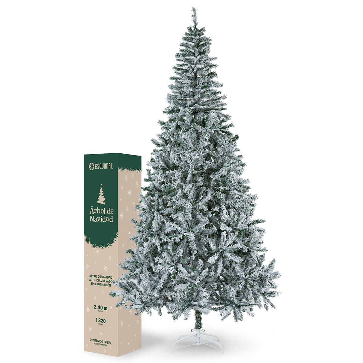 Árbol de Navidad Artificial Pino Nevado de 2.4m - Verde nevado para ESQUIMAL