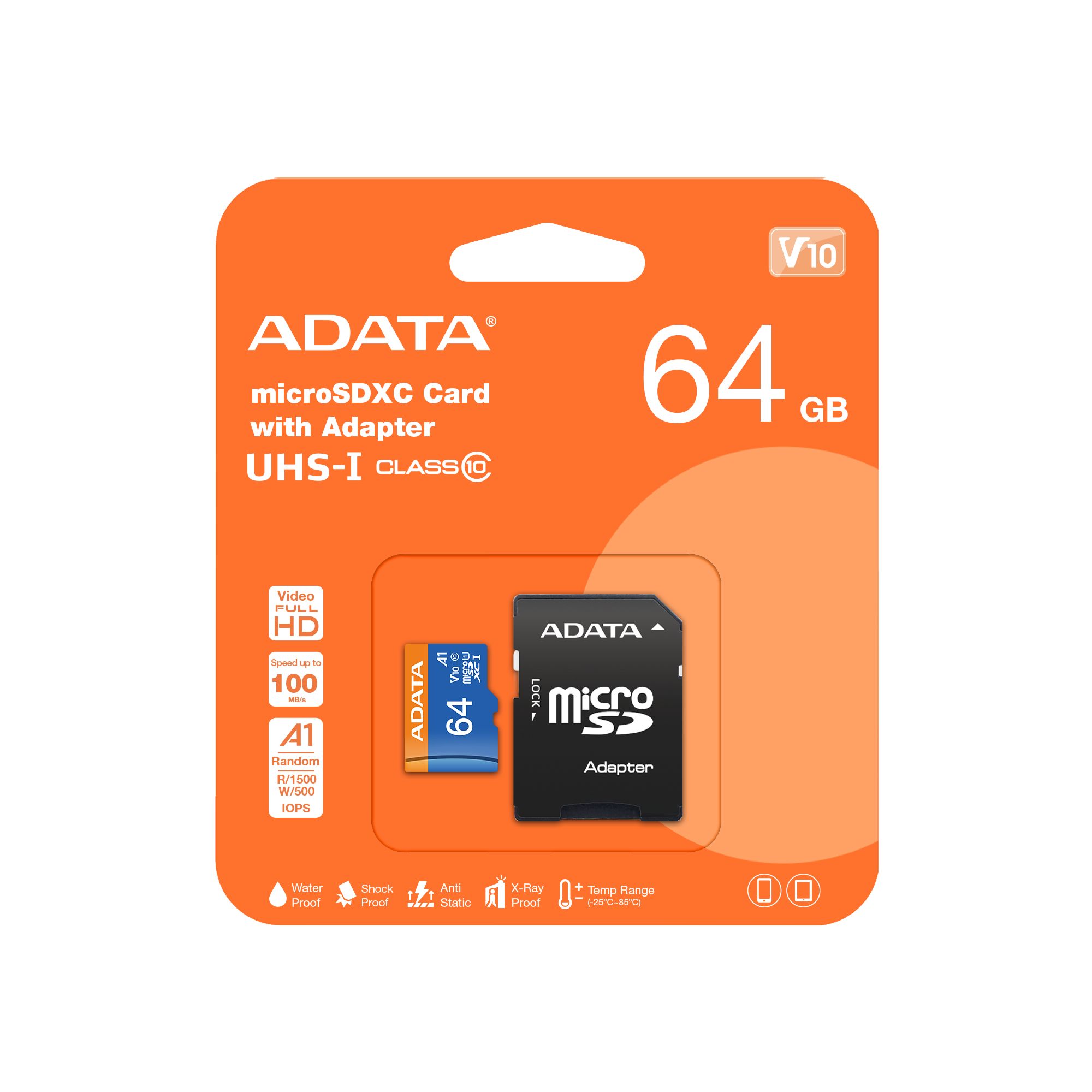 Tarjeta de Memoria microSD de 64 GB Adata Premier, UHS-I, U1 V10