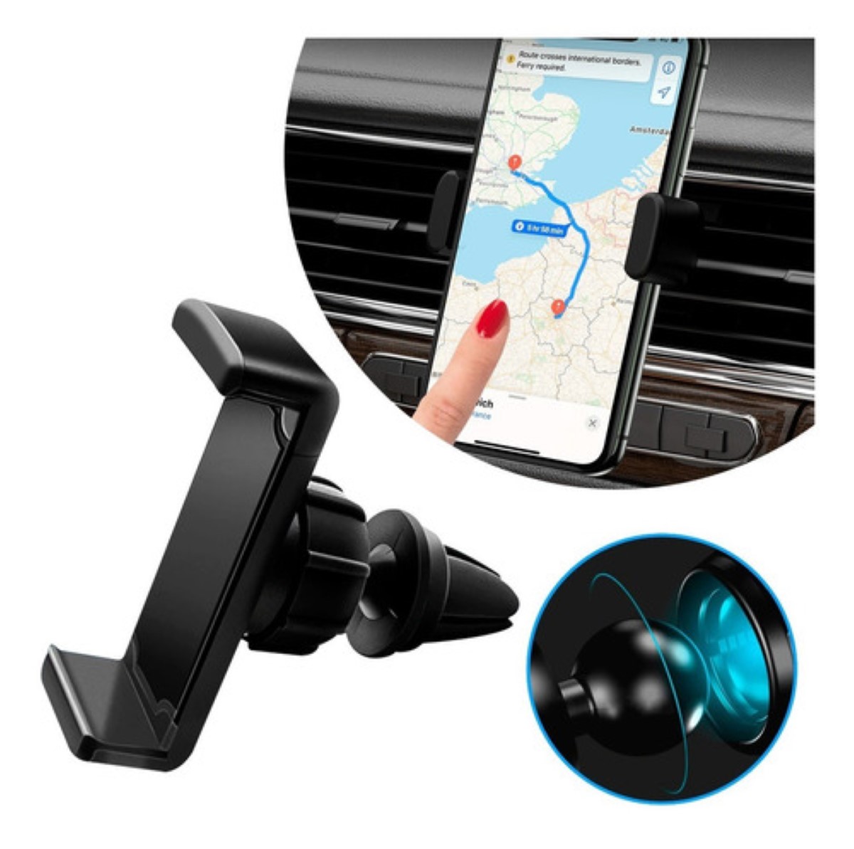 Soporte Holder Celular Auto Rejilla Aire Acondicionado Carro negro