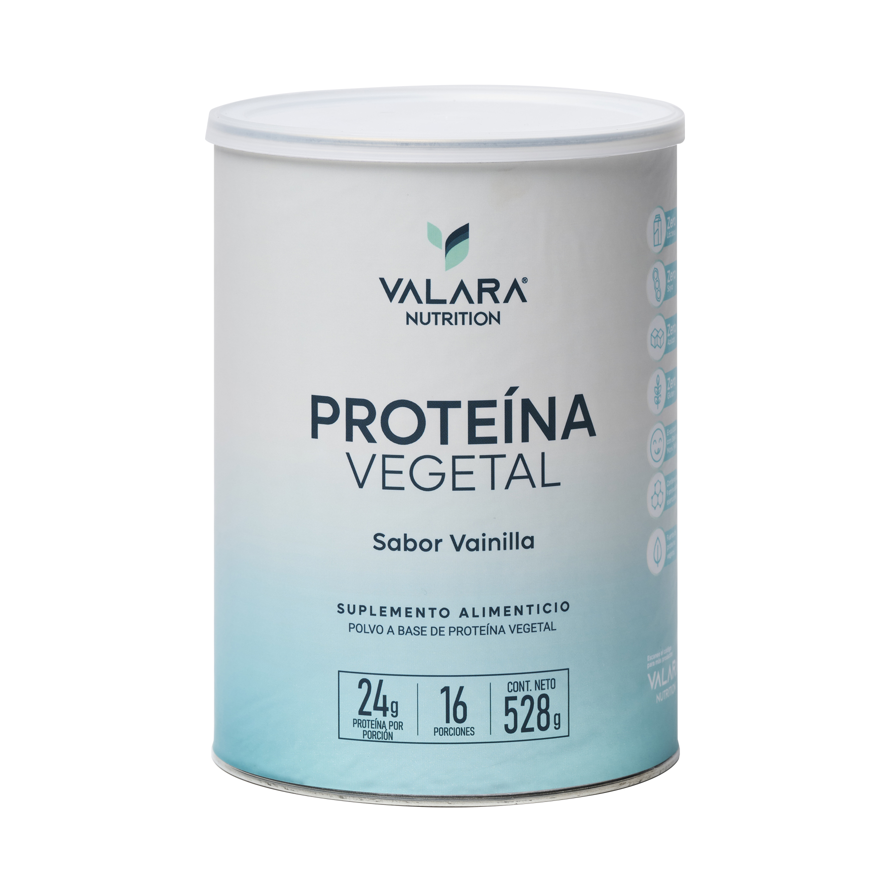 Proteína Vegana Valara Sabor Vainilla 528gr, Sin Azúcar, Baja en Carbohidratos