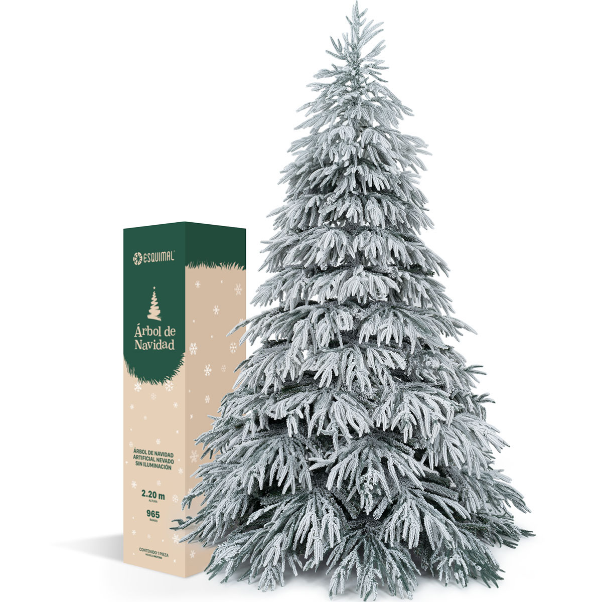 Árbol de Navidad Premium Nevado con Ramas Mixtas 2.2 m 965 Ramas ...