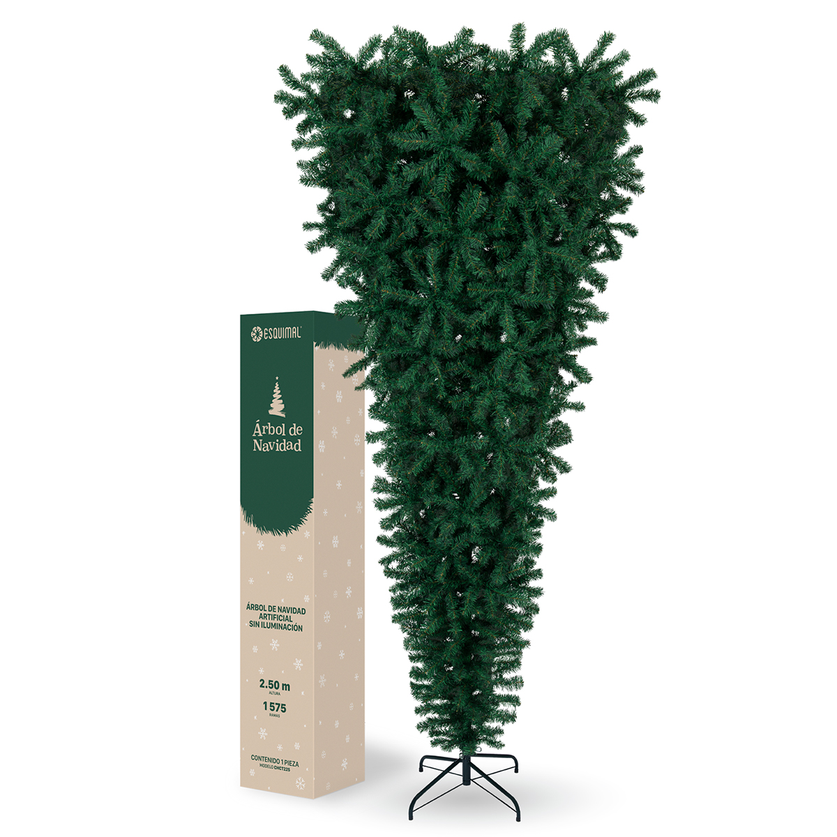 Árbol de Navidad Invertido Pino Navideño de 2.5m - Verde Para ESQUIMAL