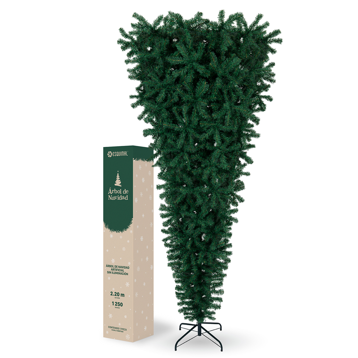 Árbol de Navidad Invertido Pino Navideño de 2.2m - Verde Para ESQUIMAL