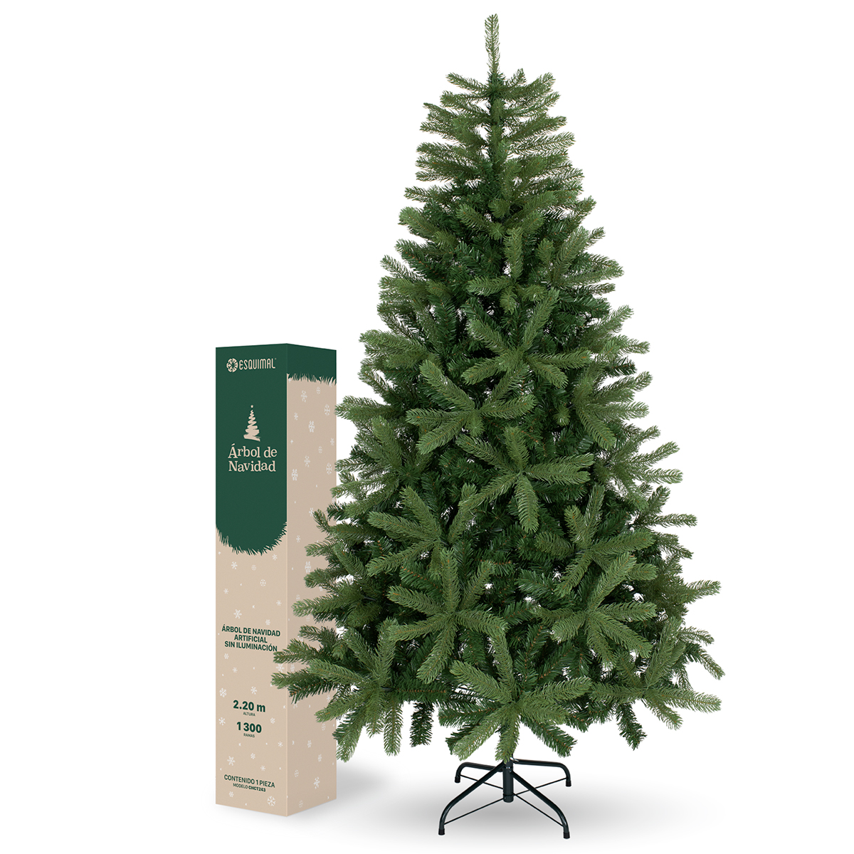 Árbol de Navidad Pino Navideño 2.2m 1300 Ramas - Verde oliva para ESQUIMAL.