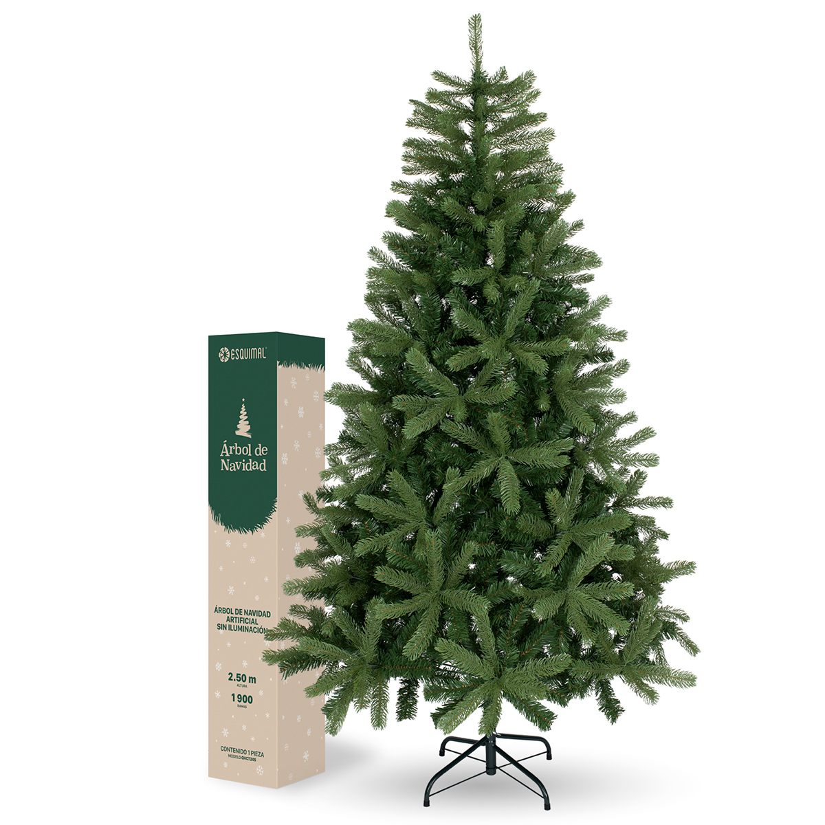 Árbol de Navidad Pino Navideño 2.5m 1900 Ramas - Verde oliva para ESQUIMAL.