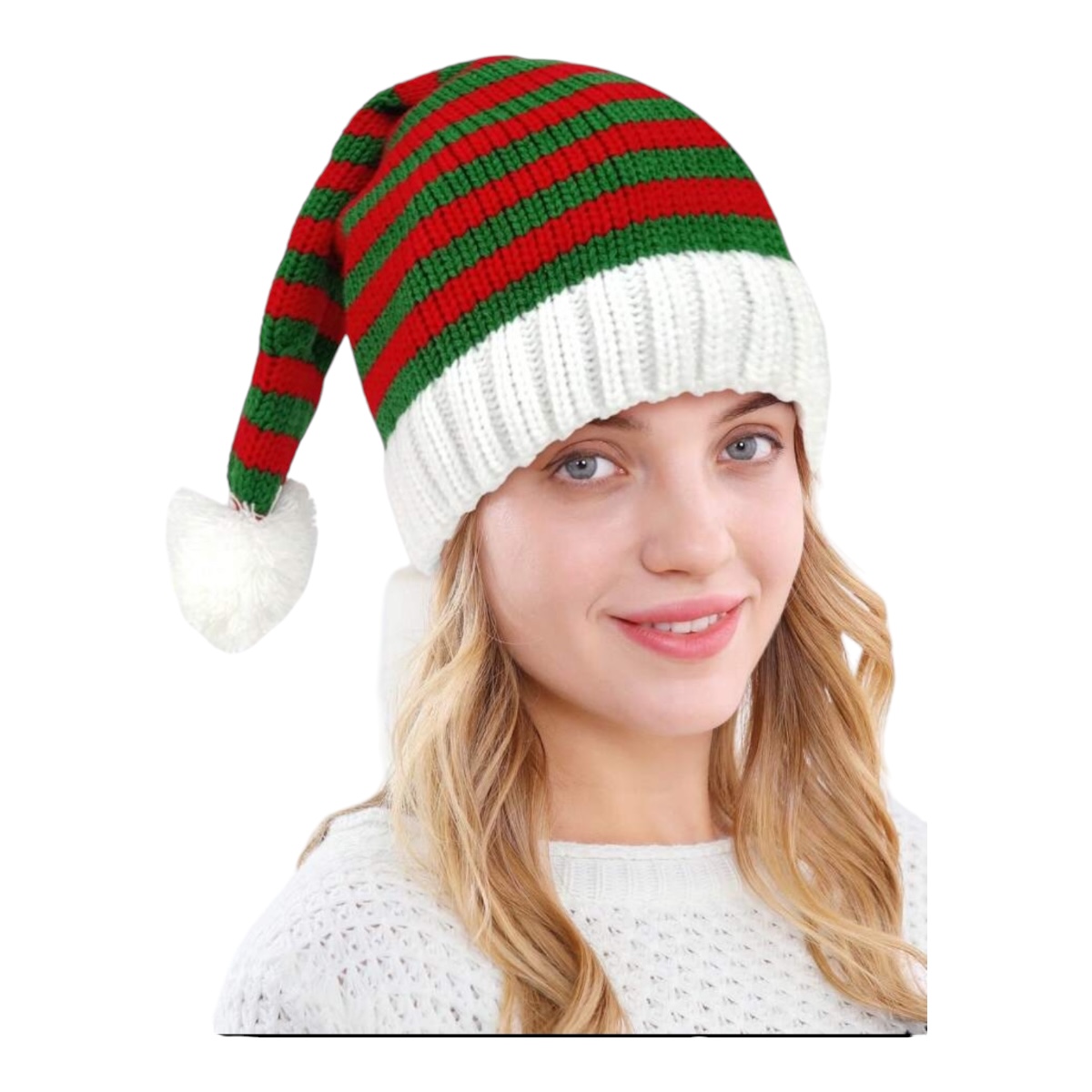 Gorro Tejido De Punto Santa Claus Navideño Bicolor Adulto