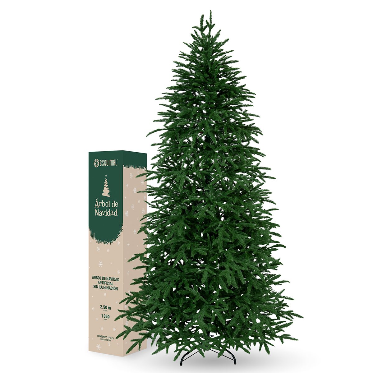 Árbol de Navidad Pino Navideño 2.5m 1350 Ramas - Verde para ESQUIMAL.