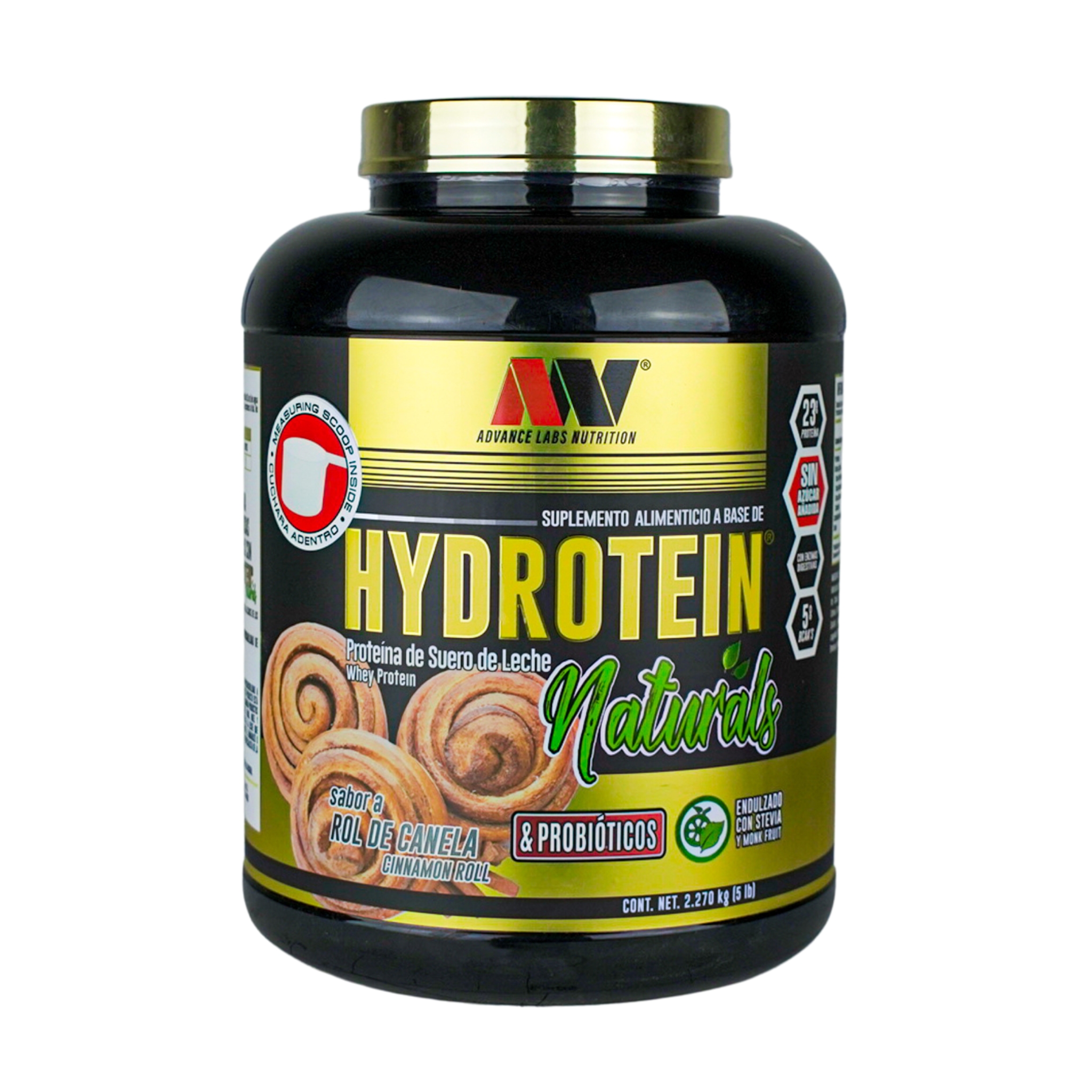 Advance Nutrition Hydrotein Naturals - Rol de Canela - Proteína de Suero Hidrolizado con Probióticos y BCAAs - Endulzada con Stevia y Monk Fruit | 2.27 kg