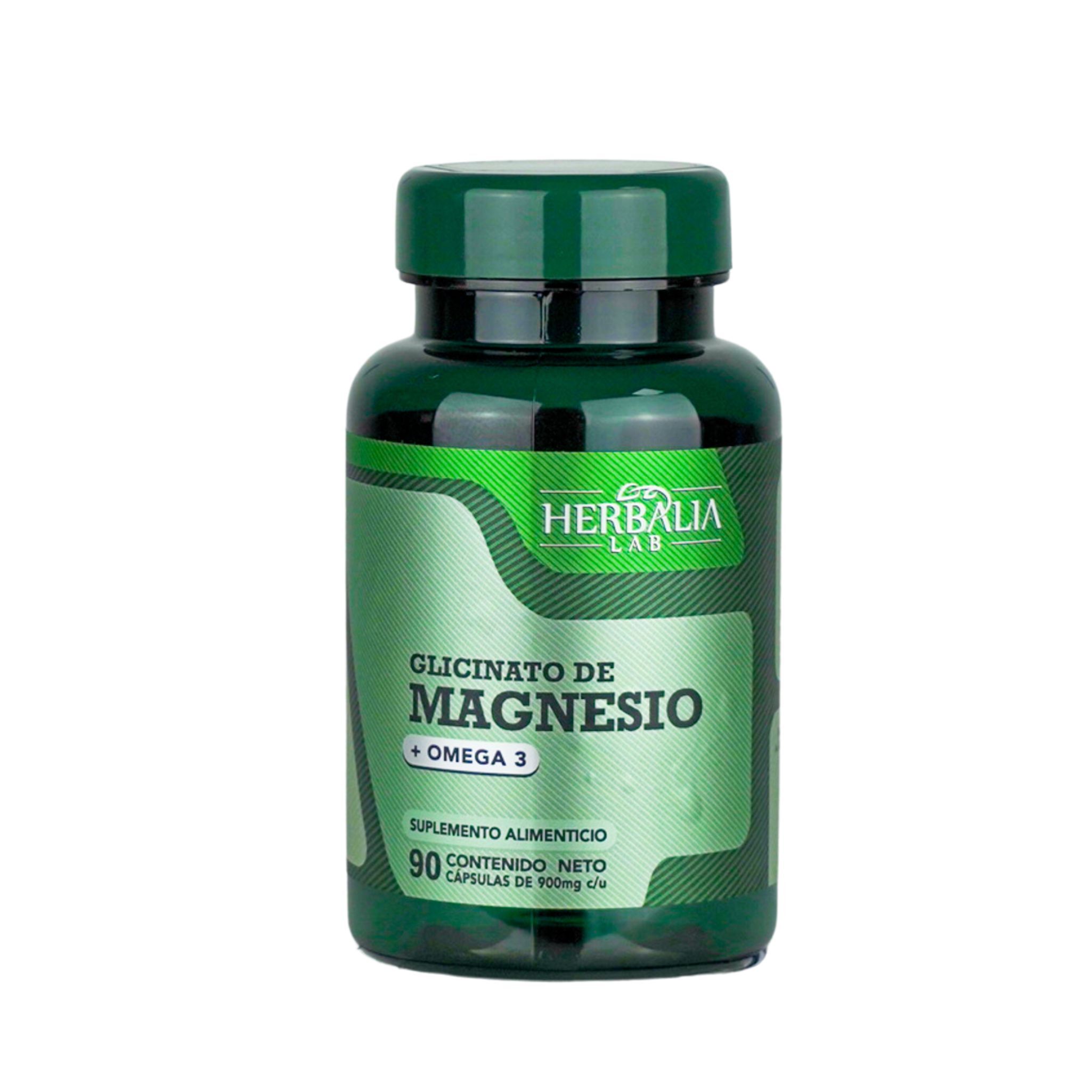 Herbalia Lab - Glicinato de Magnesio 400mg - Magnesio Glicinato + Omega 3 - Magnesium Glycinate - Fórmula Avanzada Alta Absorción - 90 Cápsulas