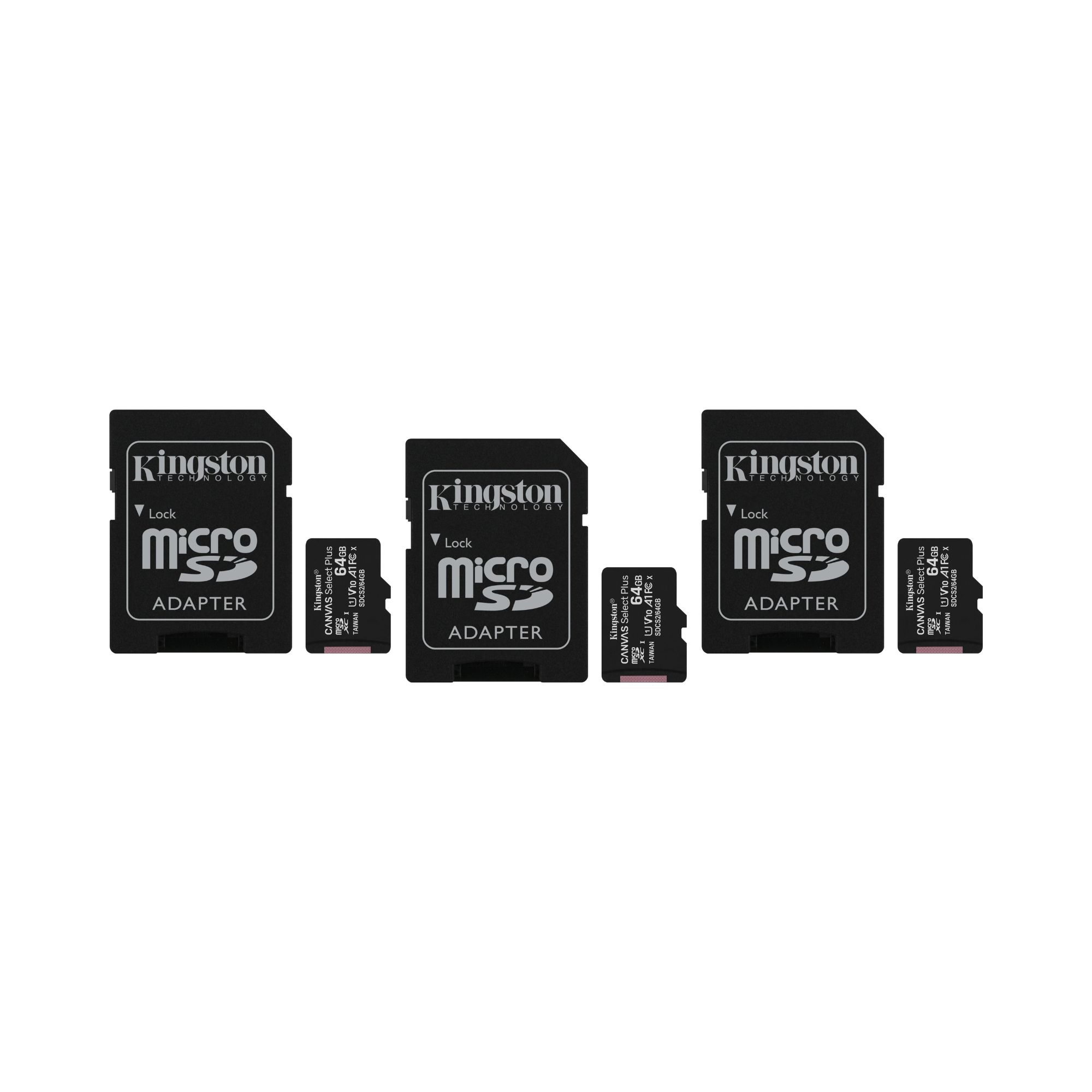 3 Pack - Tarjeta de Memoria microSD de 64 GB Kingston Canvas Select Plus