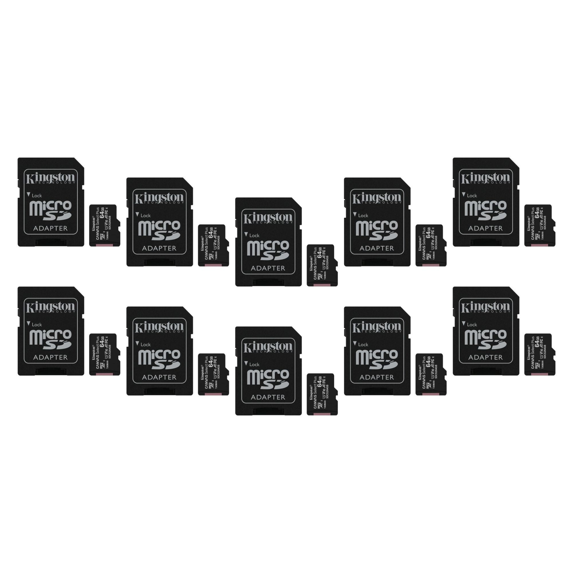 10 Pack - Tarjeta de Memoria microSD de 64 GB Kingston Canvas Select Plus