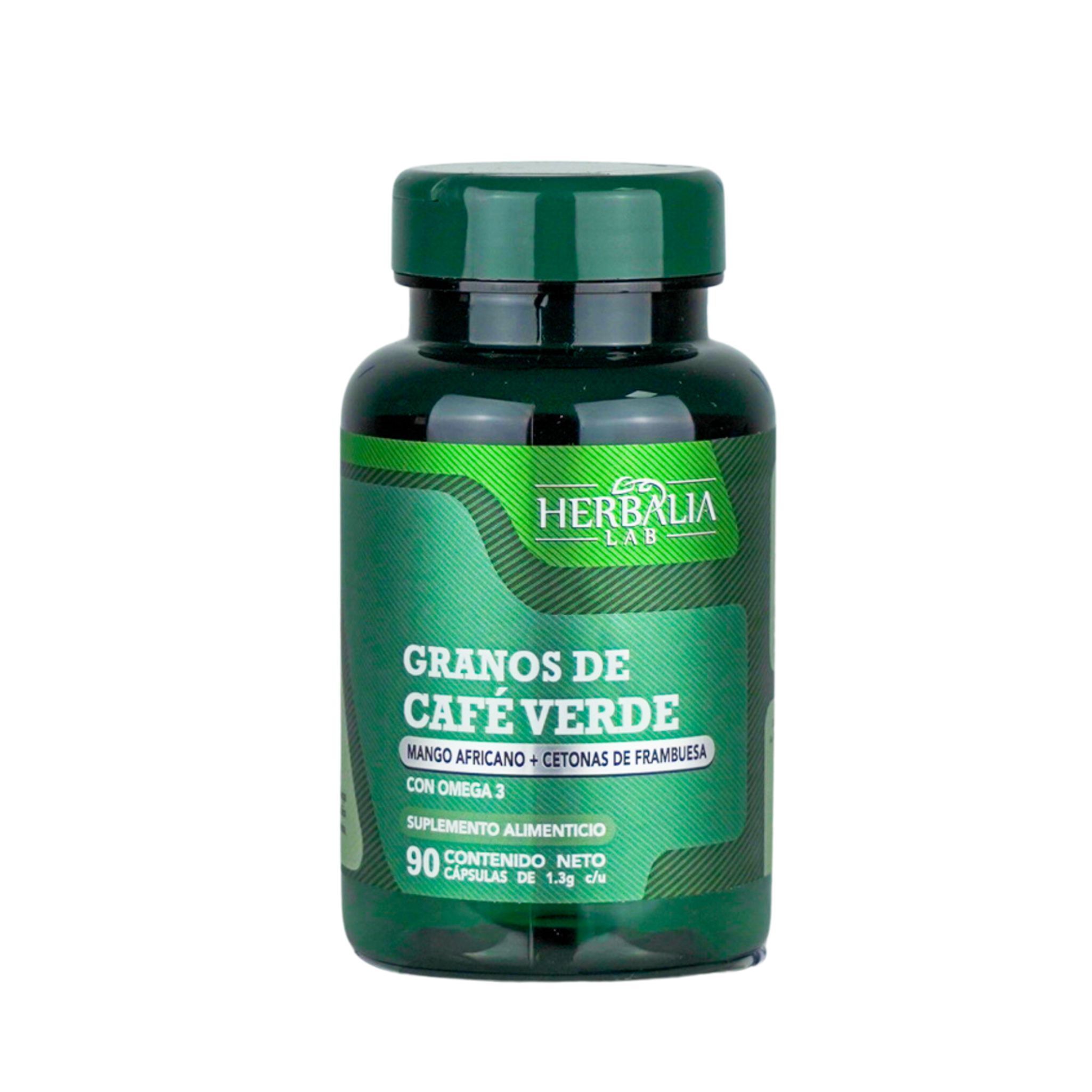 Herbalia Lab Granos de Café Verde, Mango Africano, Cetonas de Frambuesa y Omega 3 | Suplemento Natural de Alta Calidad con Antioxidantes y Omega 3 EPA/DHA - 90 Cápsulas