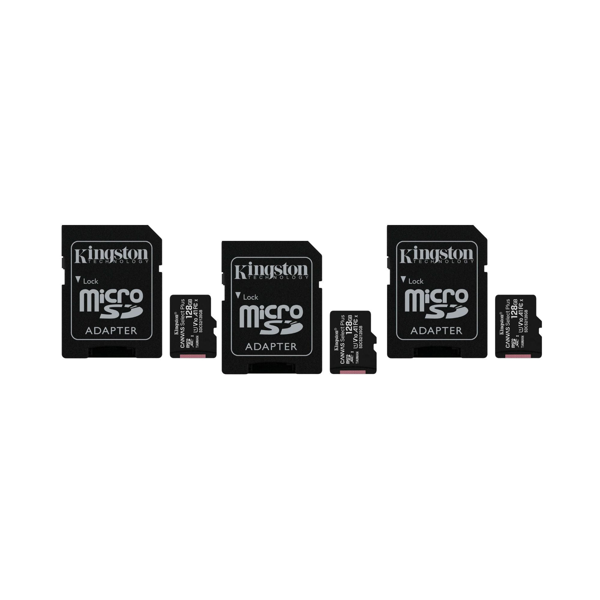 3 Pack - Tarjeta de Memoria microSD de 128 GB Kingston Canvas Select Plus