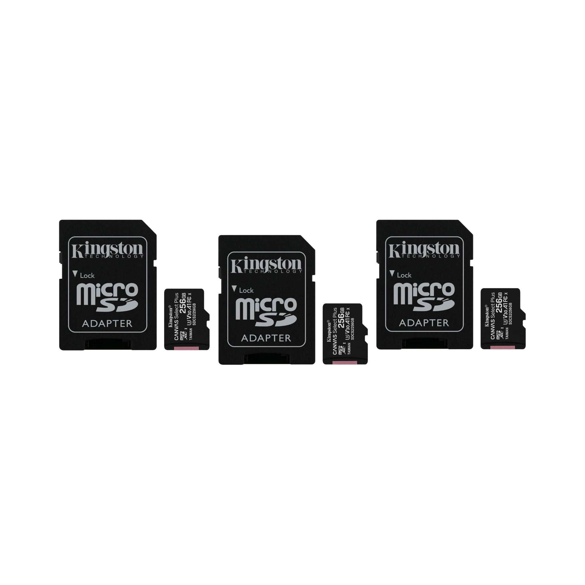 3 Pack - Tarjeta de Memoria microSD de 256 GB Kingston Canvas Select Plus