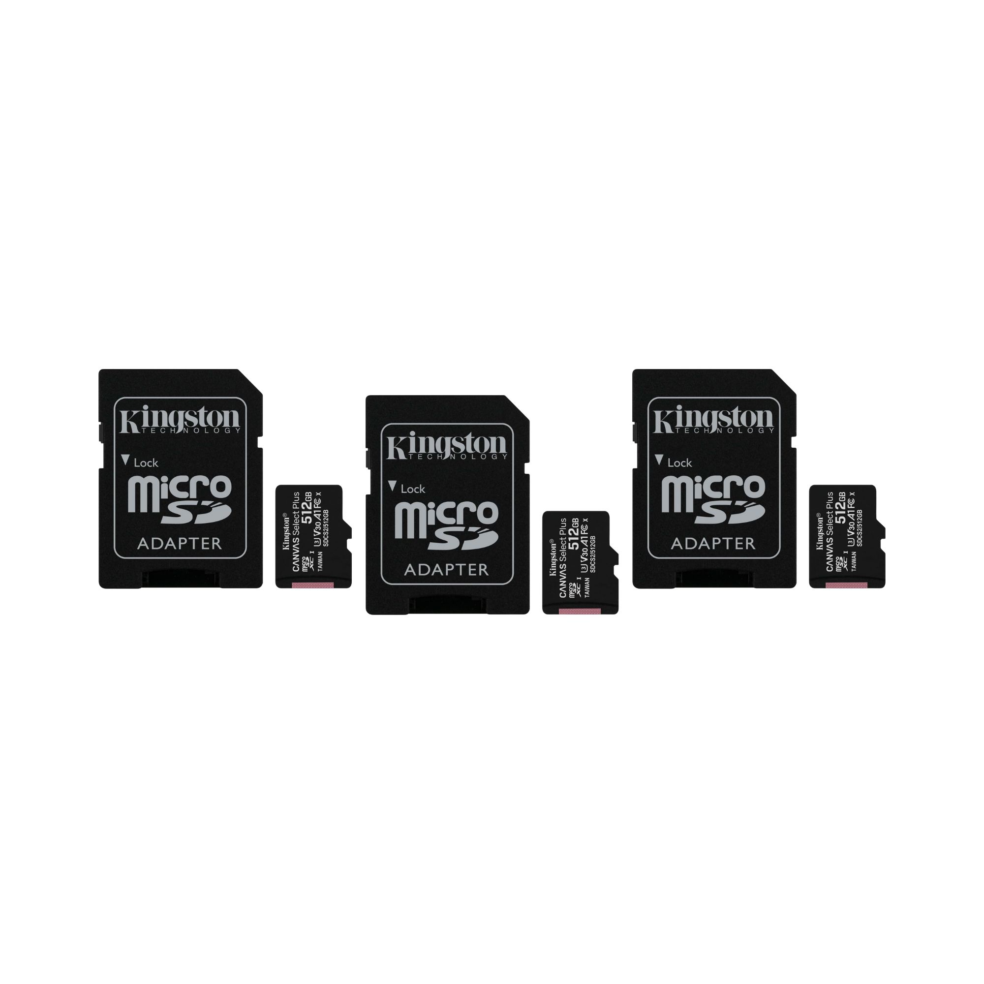 3 Pack - Tarjeta de Memoria microSD de 512 GB Kingston Canvas Select Plus