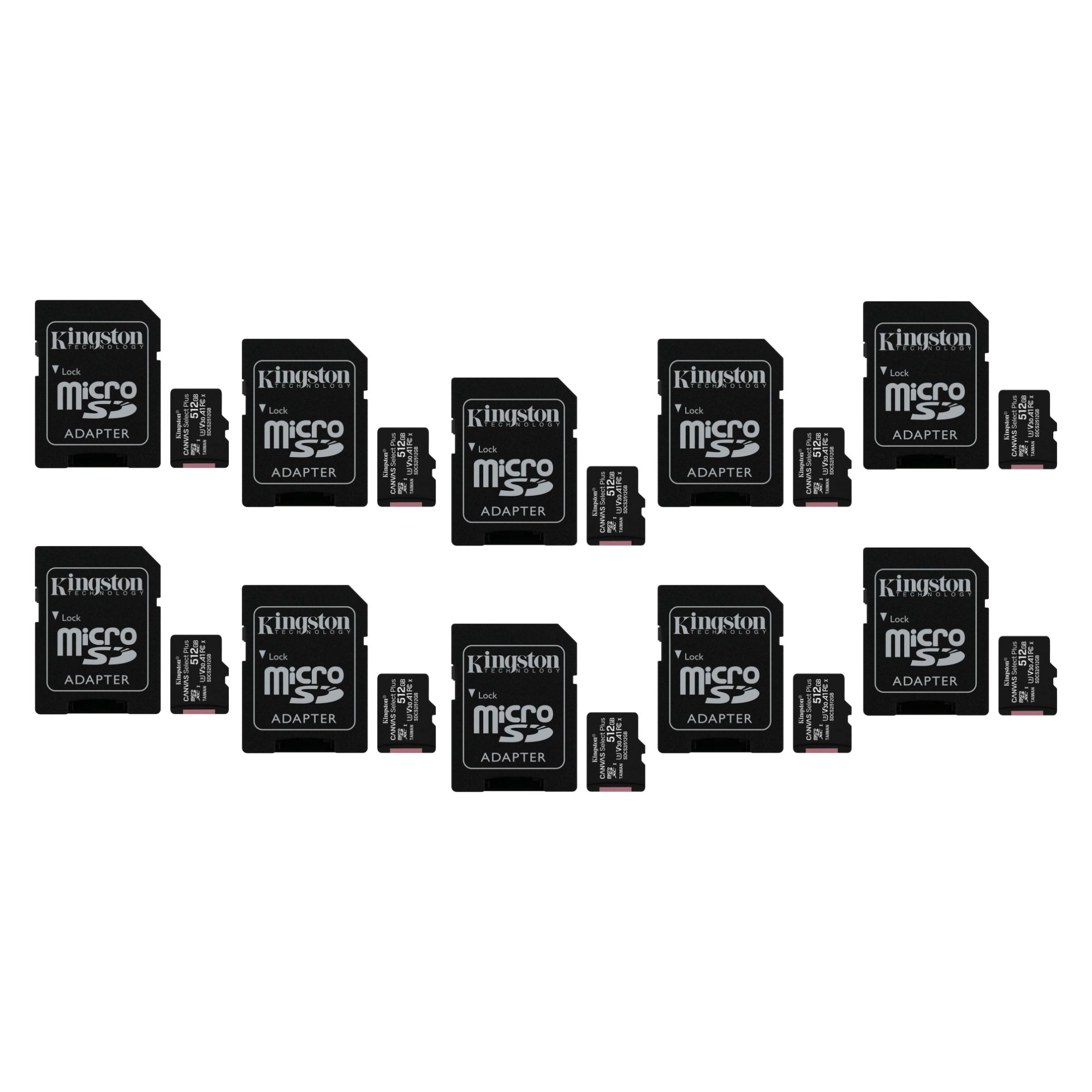 10 Pack - Tarjeta de Memoria microSD de 512 GB Kingston Canvas Select Plus