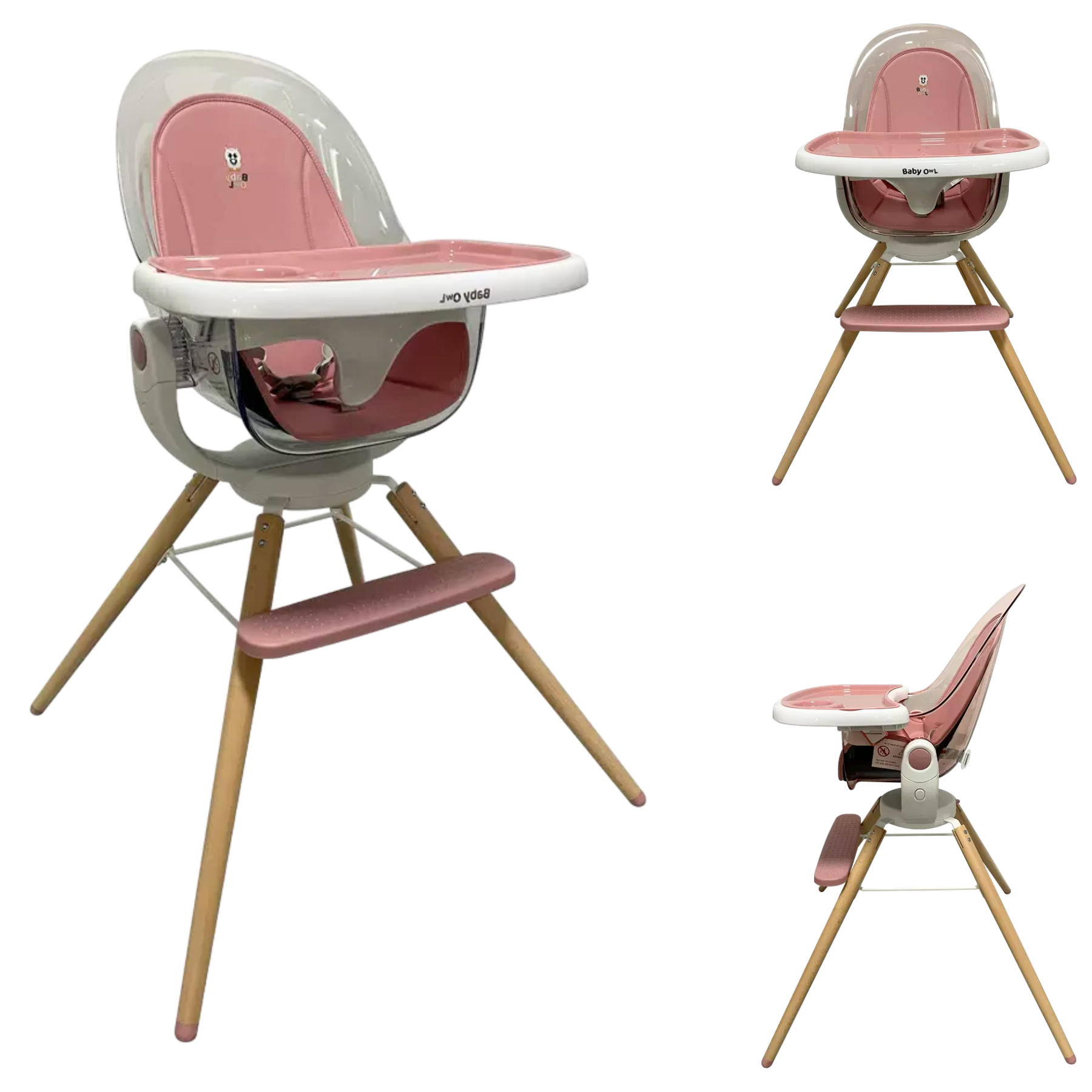 Silla Alta Periquera Giratoria 360° Baby Owl Draai - Rosa