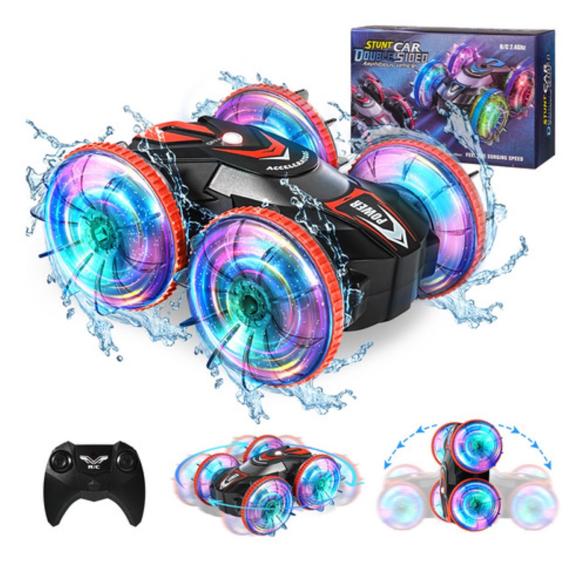 Carros Coches De Juguete Control Remoto Recargable Anfibio Rojo