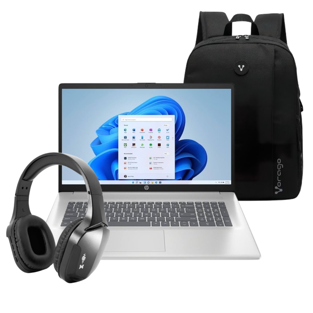 Combo Laptop HP 14-DQ0532LA Intel Celeron N4120 4GB 128GB HD Gris+Mochila y Audifonos Bluetooth