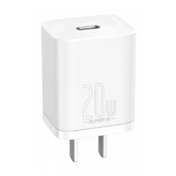 Cargador De Pared Baseus Blanco 20w 2 Puertos Usb Y Tipo C + Cable Tipo ...