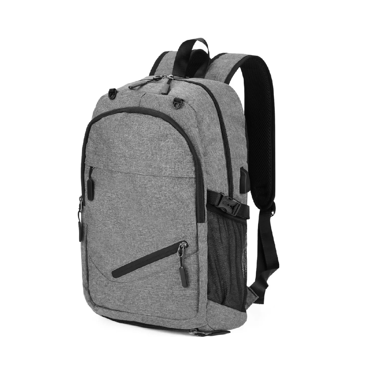 Mochila Deportiva Hombre Multifunción Baloncesto Para Laptop Carga Usb Gris