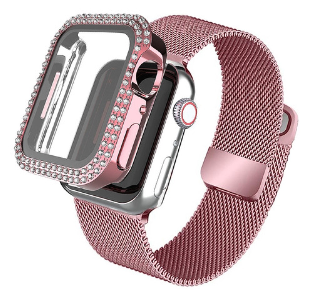 Correa De Acero +case Protector Apple Watch Smart Watch 40mm / Series 4/5/6/SE ROSA