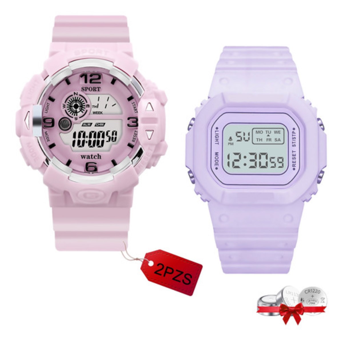 2 Reloj Deportivo Digital Para Mujer Y Hombre Reloj Digital ROSA MORADO