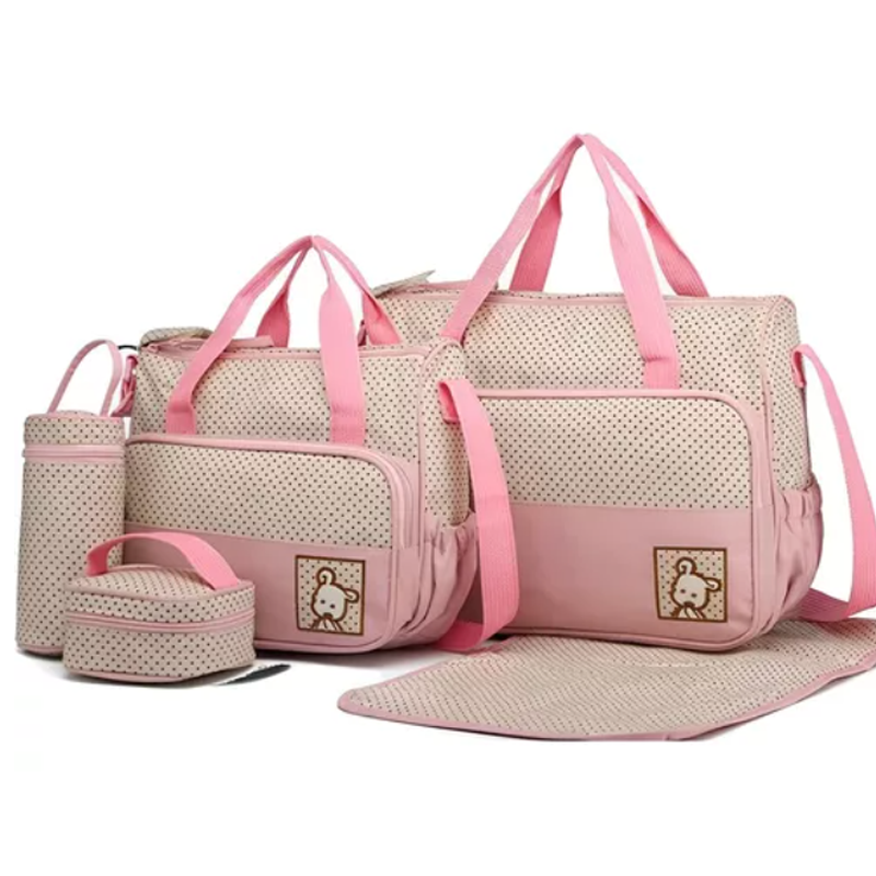 Set 5 Bolsas Panaleras Cambiador Bebe Botella Viaje Multiuso