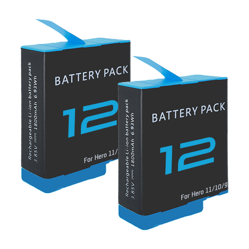 Batería 2 Piezas Compatible GoPro Hero 12 11 10 9 Black 1800mAh AHDBT-901