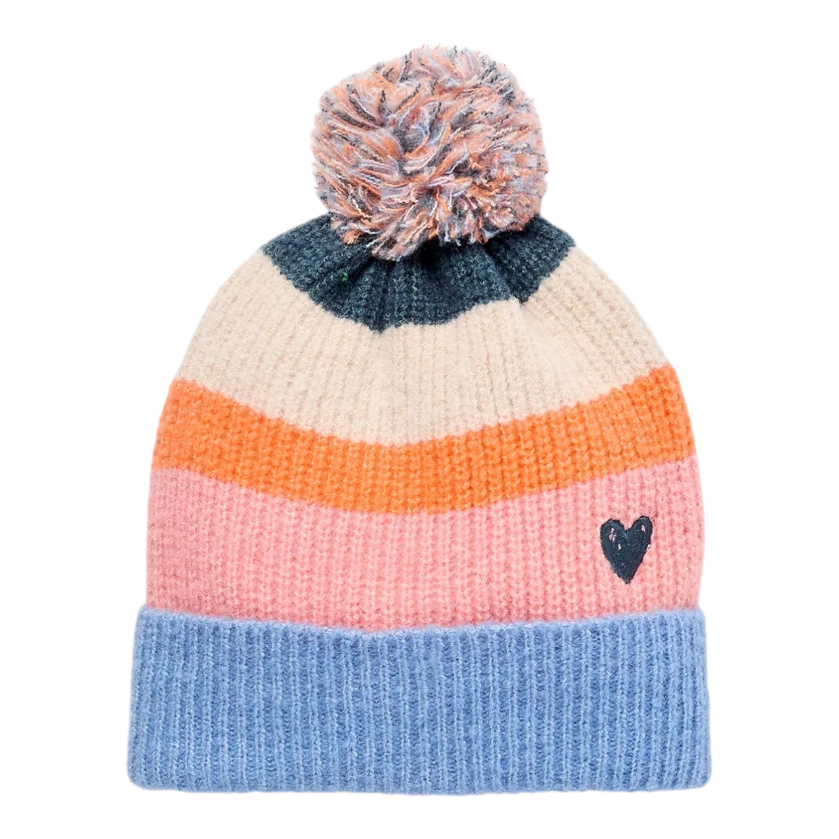 Gorro Acanalado con Pompón y Corazón Multicolor ZIPPY