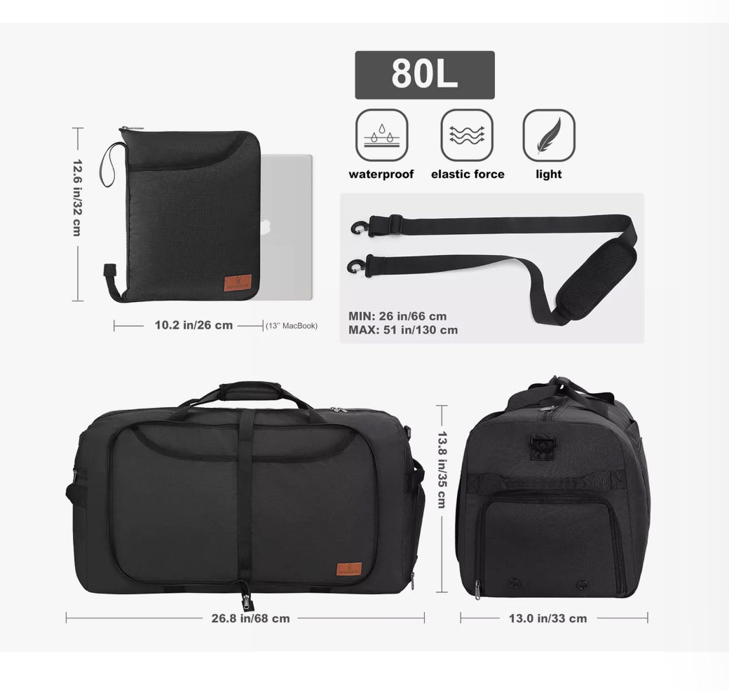 Maleta Wünd Bolsa De Viaje Bolsa Deportiva Gym Fitness Bag 75l negro 