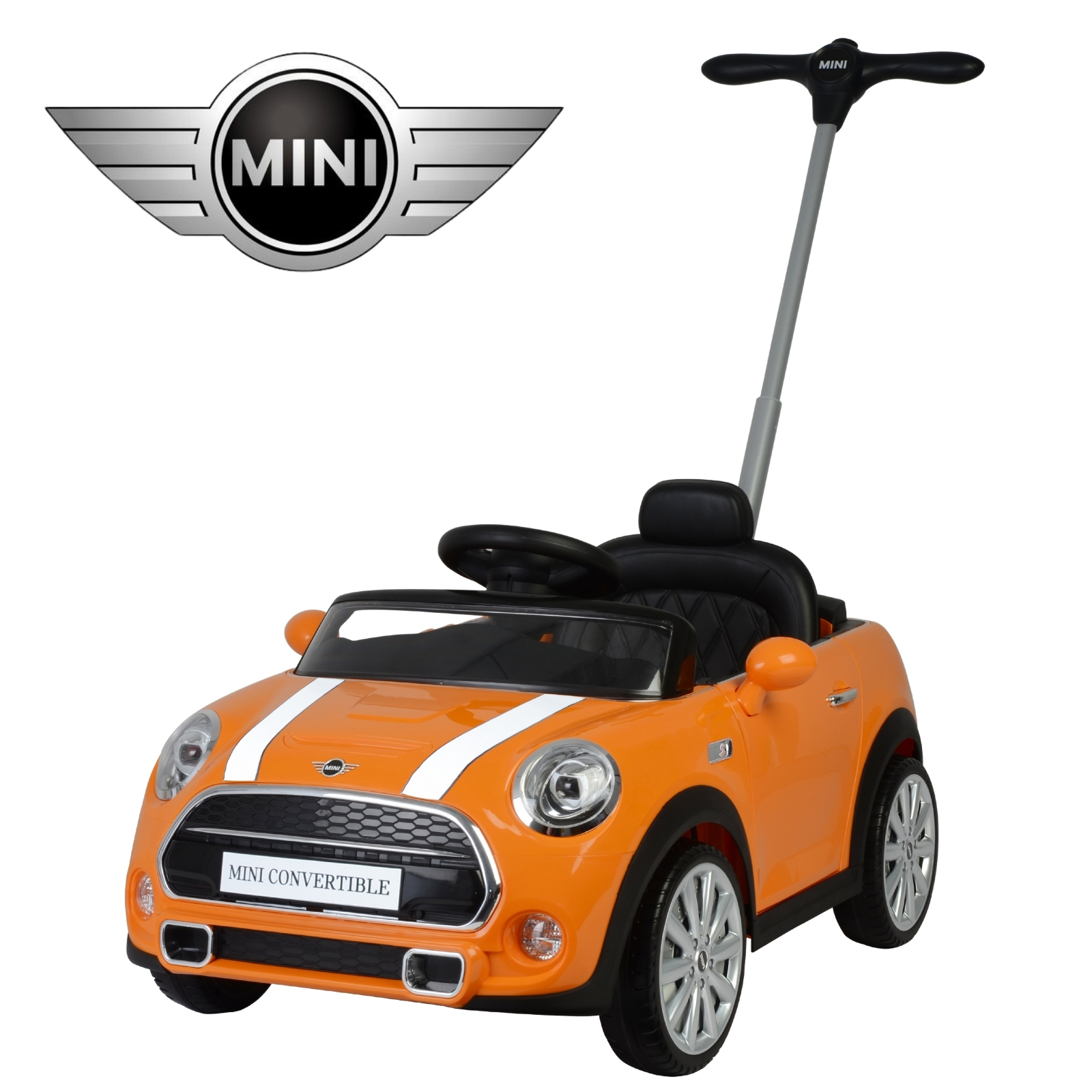 MINI COOPER CONVERTIBLE Coche Montable Para Ninos y Bebes Funcion 3 En 1 Carriola Camina o