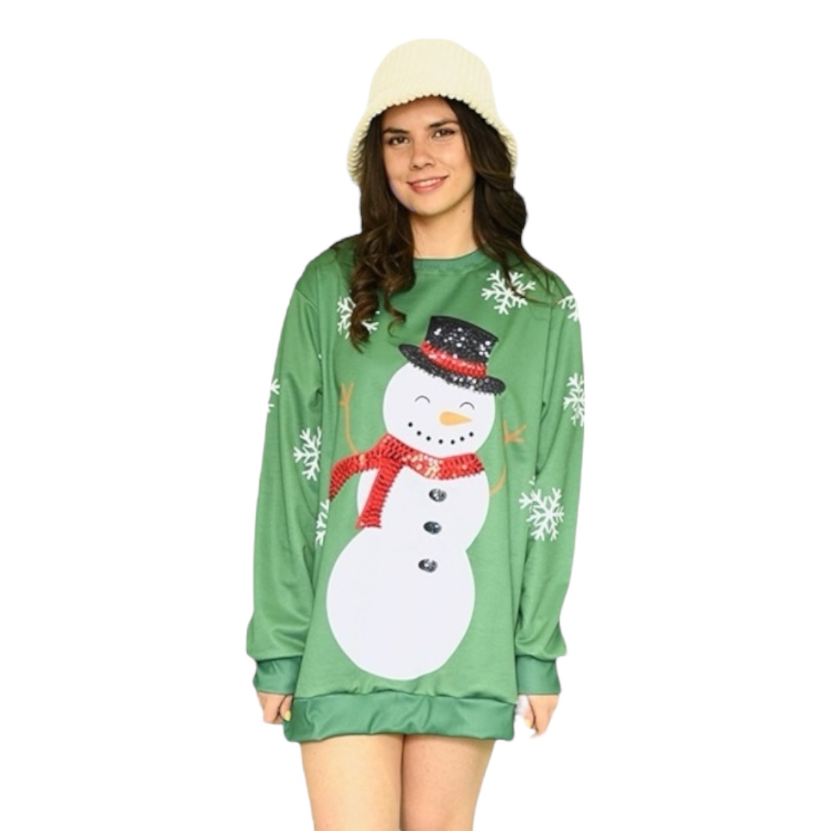 Maxi Sudadera Ligera Diseño Navideño Muñeco De Nieve