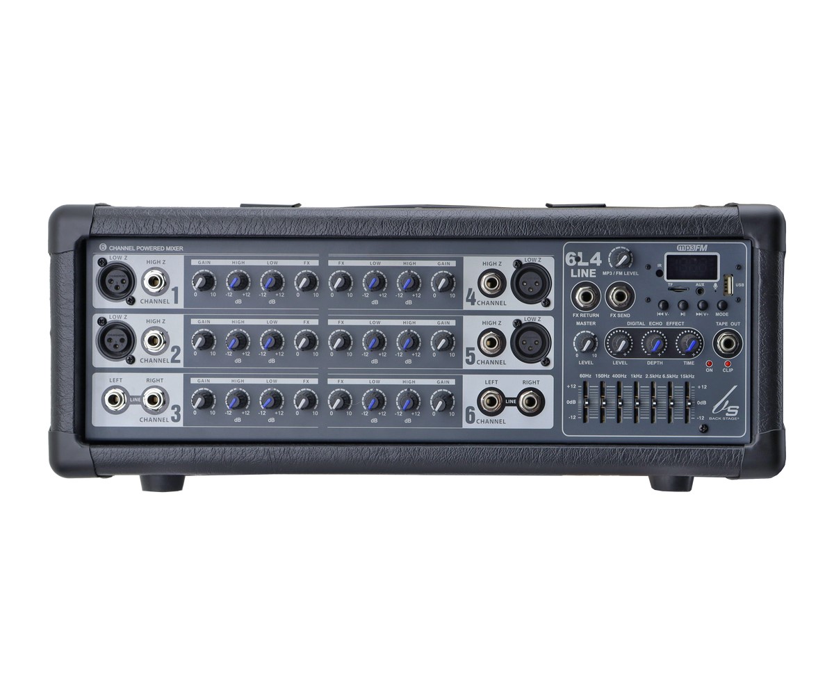 Consola BACKSTAGE  6L4 LINE 70/100v Amplificada Usb 6 Canales