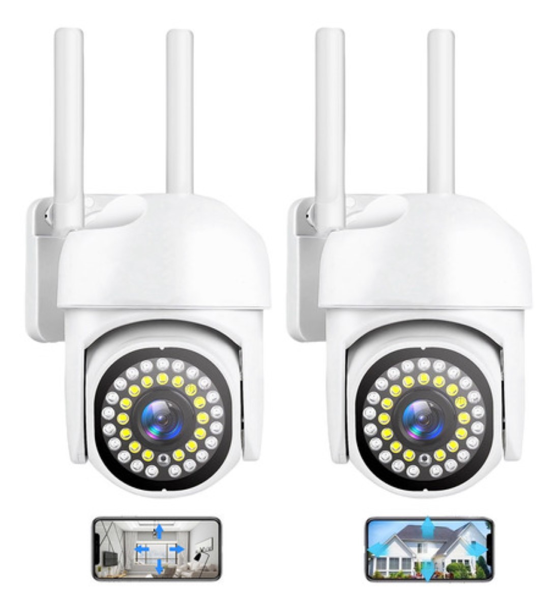 2pcs Cámara De Seguridad Exterior Wifi Hd 360°  Blanca