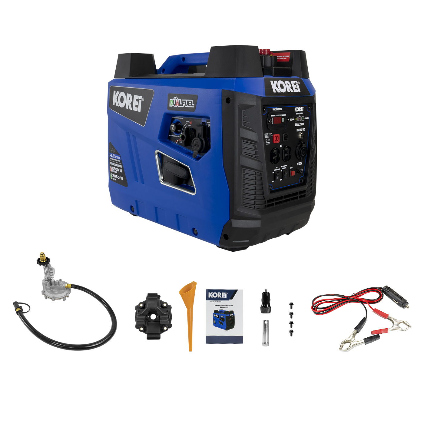 Generador Profesional Dual Fuel Inverter Korei Gasolina/Gas Lp 3.7 Hp 110v/60hz - DUAL2300