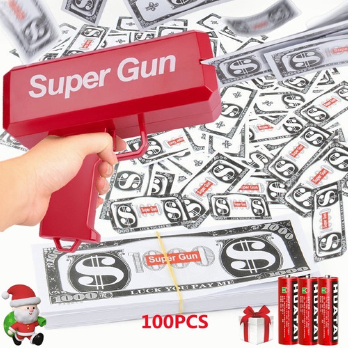 Pistola Lanza Billetes Cash Money Super Gun Juguete Boda