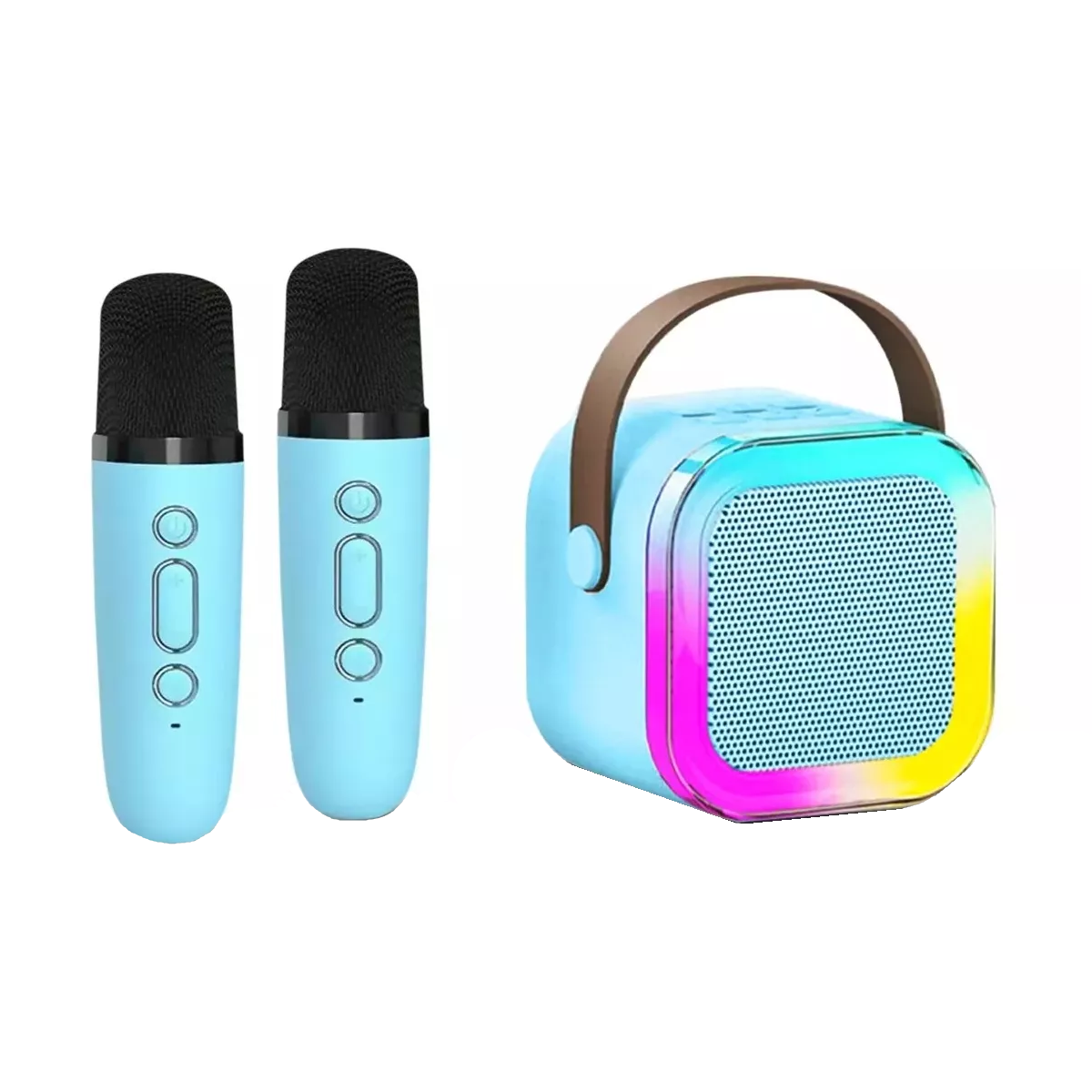 Máquina De Karaoke Altavoz Bluetooth Para Niños 2 Micrófonos Azul