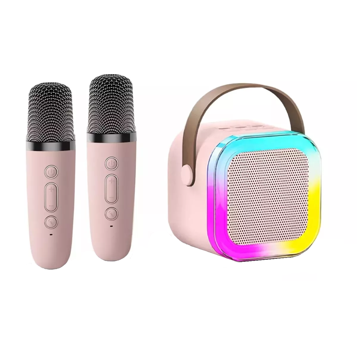 Máquina De Karaoke Altavoz Bluetooth Para Niños 2 Micrófonos Rosa