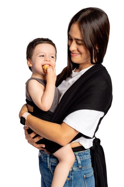 Mãe Baby Fular Ergonómico suave Bebé y Recién Nacido | Portabebé | Hasta 10Kg | Hecho 100% en México | Color Negro | Baby Wrap