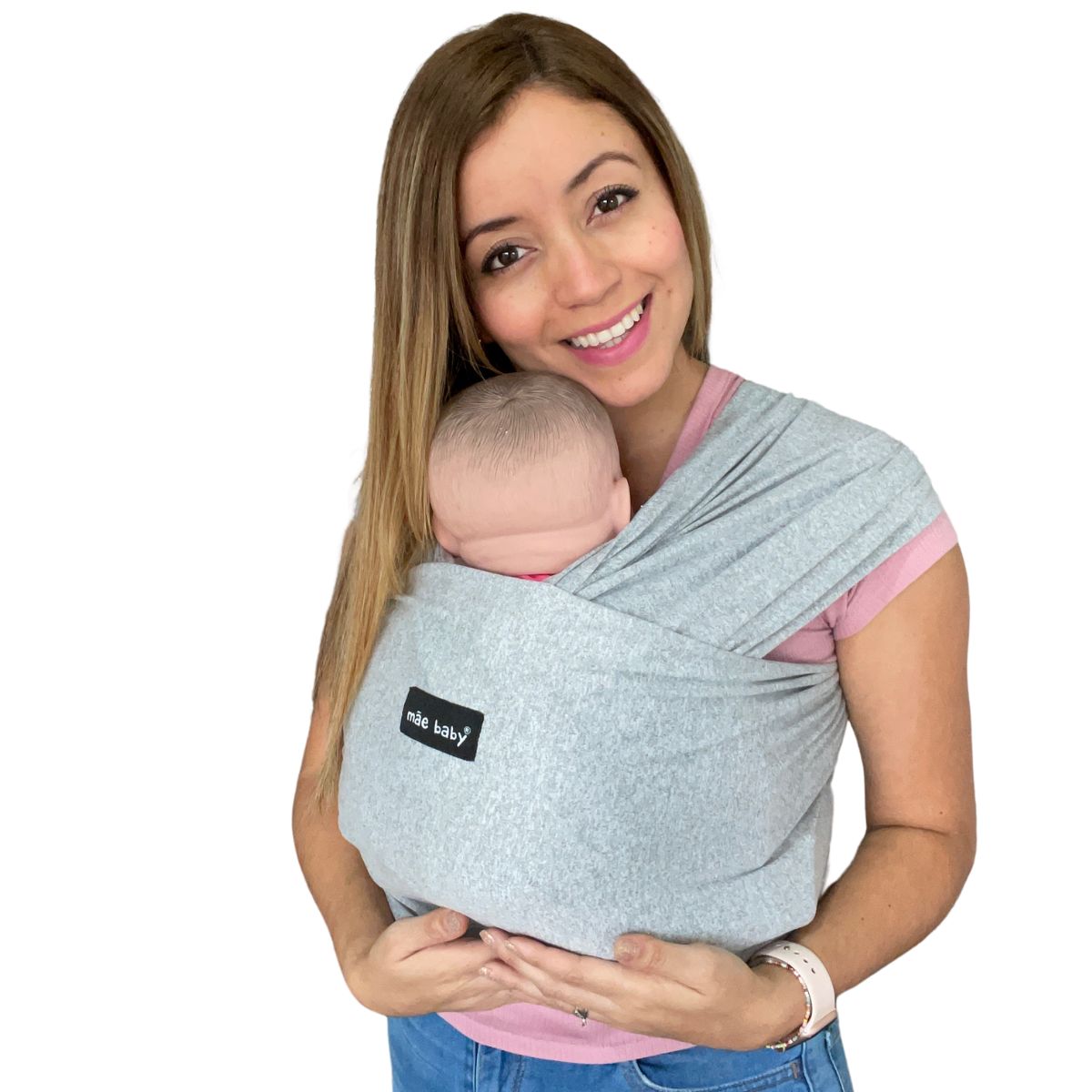 Mãe Baby Fular Ergonómico para Bebé | Portabebé | Fular 100% | Hasta 10Kg | Baby Wrap | Color Gris Plata, 1 Pieza