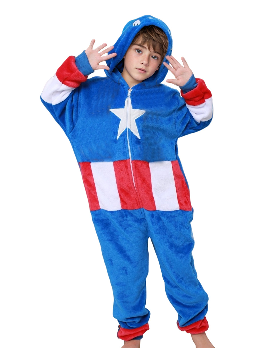 Pijama mameluco Capitán Amércia de polar para niño
