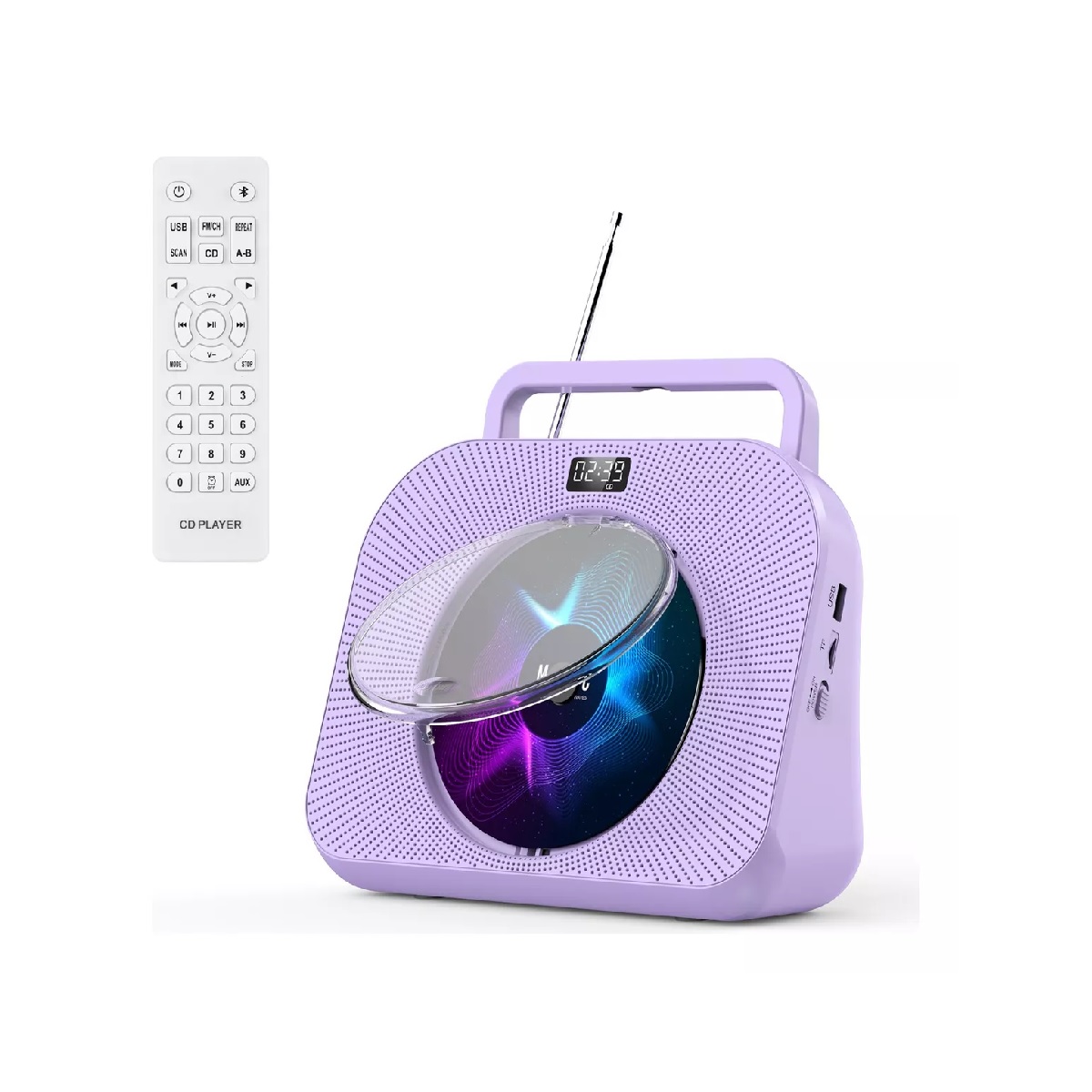 Reproductor De Cd Portátil Bluetooth Con Altavoces Música Tf Violeta