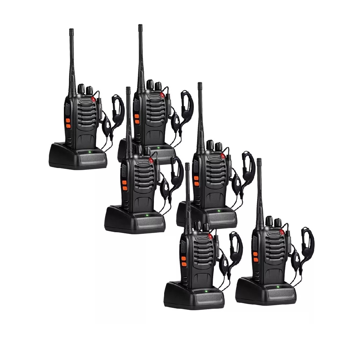 Kit De 6 Radios Walkie-talkies Uhf Manos Libres Bf-888s